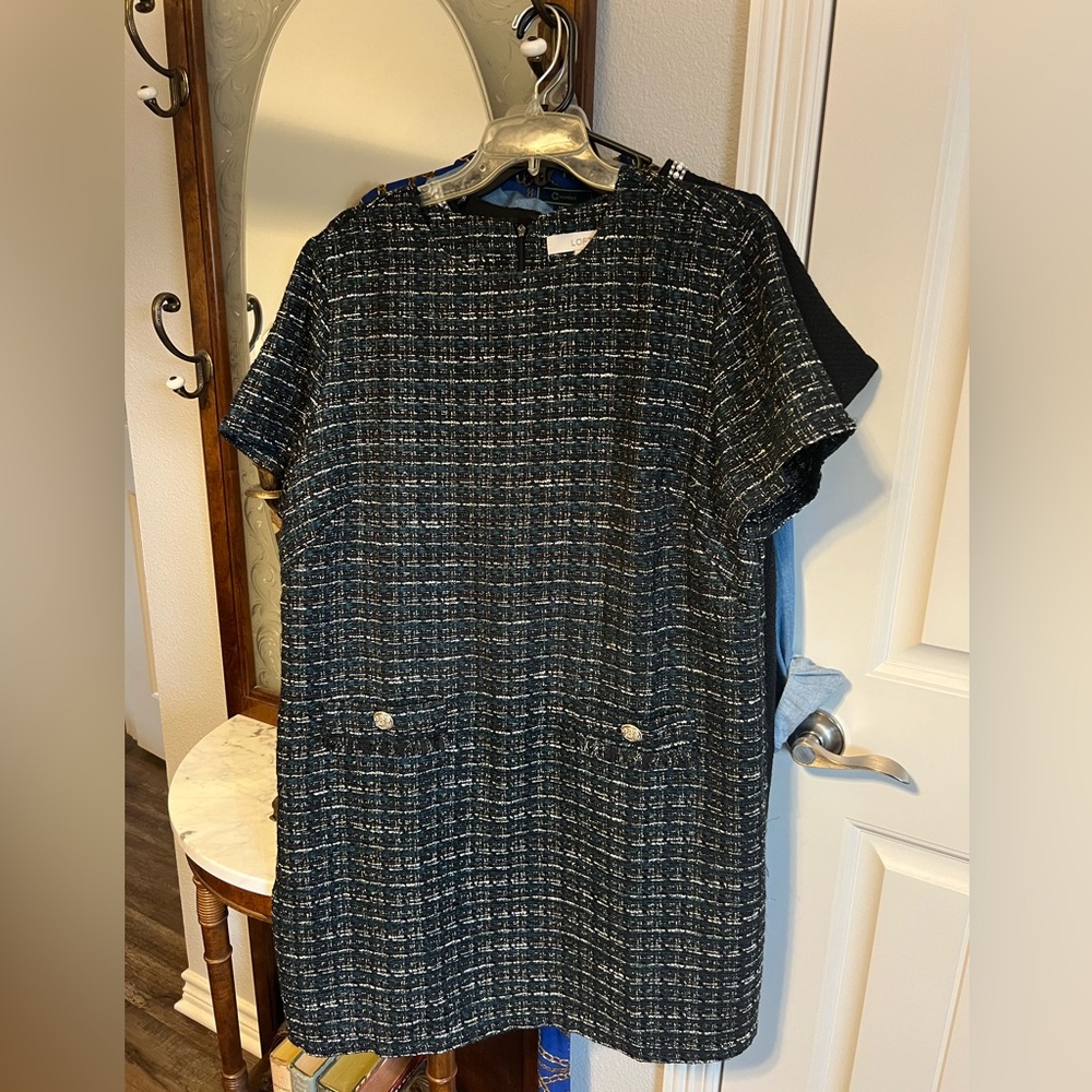 LOFT Black and White Tweed Dress